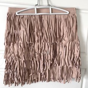 Dusty rose PU leather (vegan) H&M fringe skirt